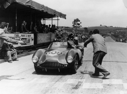 Peter Collins at the wheel of an Aston Martin. Artist: Unknown