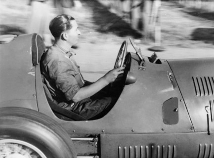 Alberto Ascari at the wheel of a racing car. Artist: Unknown