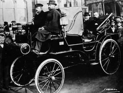 Gottlieb Daimler in a Canstatt Daimler, 1896. Artist: Unknown
