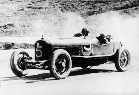 Alfieri Maserati and Guerino Bertocchi in a Type 26 Maserati, Targa Florio race, Sicily, 1926. Artist: Unknown