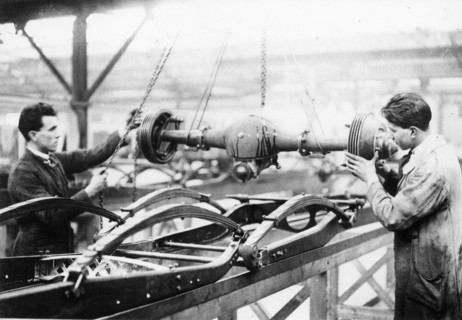 Two men at work on the production line, Cubitt factory, c1920-c1921. Artist: Unknown