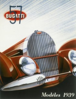 Poster advertising Bugatti cars, 1939. Artist: Unknown