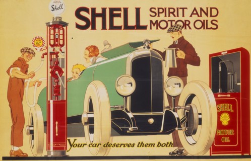 Poster advertising Shell spirit and motor oils.  Artist: René Vincent