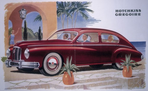 Poster advertising a Hotchkiss-Gregoire car, 1951. Artist: Unknown