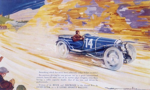 Poster advertising a Ballot 2 litre sports car. Artist: Unknown