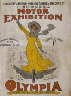Poster advertising the Olympia Motor Exhibition, 1905. Artist: Unknown
