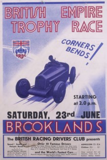 Poster advertising the British Empire Trophy Race, Brooklands, Surrey. Artist: Unknown
