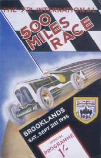 A programme for Brooklands 500 miles race, 1935. Artist: Unknown