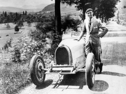 Louis Chiron with his Bugatti Type 51, near Molsheim, Alsace, France, 1931. Artist: Unknown