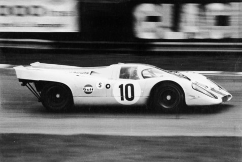 Gulf Porsche 917 in action, c1970-c1971. Artist: Unknown