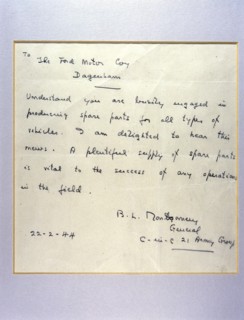 A letter from General Montgomery to Henry Ford, 1944. Artist: General Montgomery