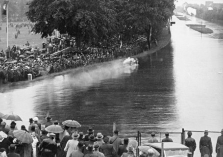 Auto Union in action at the Avus motor racing circuit, Berlin, Germany, 1934. Artist: Unknown