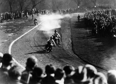 Ivor Creek riding a Norton Model 18, Epping Forest, Essex, February, 1928. Artist: Unknown