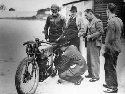 Jimmy Guthrie riding a Norton, (1930s?). Artist: Unknown