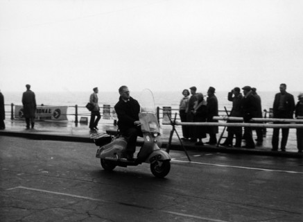 A man on a Lambretta scooter, taking part in the Daily Express rally, 1953. Artist: Unknown