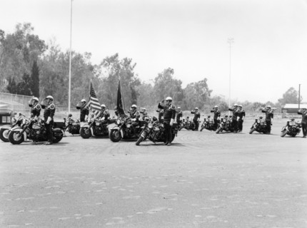 A police patrol with their Harley-Davidsons, America. Artist: Unknown