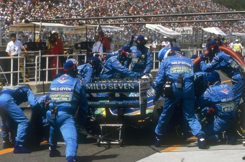 Pit stop for Michael Schumacher's Benetton-Ford, 1994. Artist: Unknown