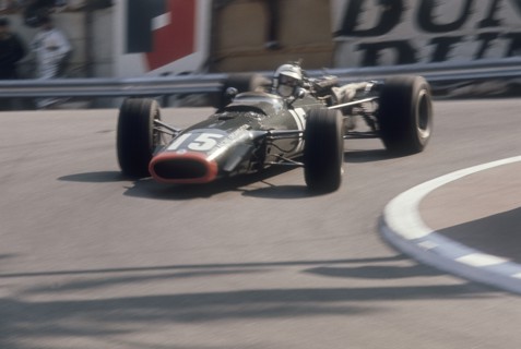 BRM of Dickie Attwood entering a corner, Monaco Grand Prix, 1968. Artist: Unknown