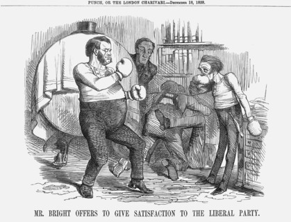 'Mr. Bright offers to give satisfaction to the Liberal Party', 1858. Artist: Unknown