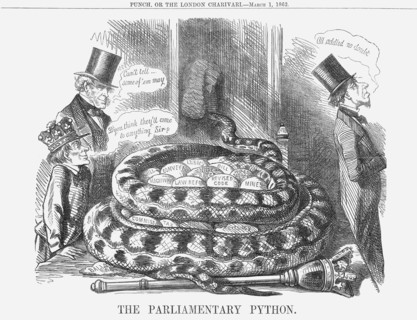 'The Parliamentary Python', 1862. Artist: Unknown