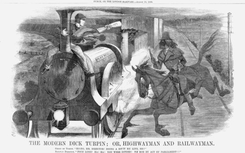 'The Modern Dick Turpin; Or, Highwayman and Railwayman', 1868.  Creator: John Tenniel.