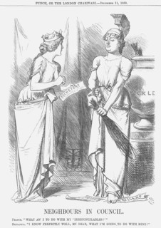 'Neighbours In Council', 1869. Artist: John Tenniel