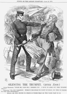 'Silencing The Trumpet (after Aesop.)', 1870. Artist: Joseph Swain