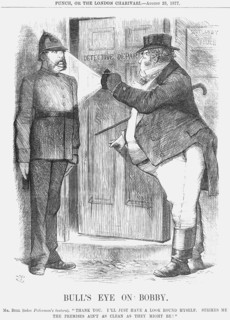 'Bull's Eye on Bobby', 1877. Artist: John Tenniel