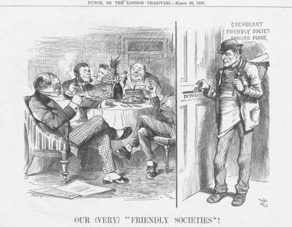 'Our (Very) Friendly Societies!', 1886. Artist: Joseph Swain