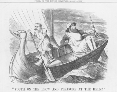 Youth on the Prow and Pleasure at the Helm!, 1886. Creator: Joseph Swain.