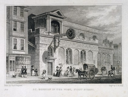 St Dunstan in the West, London, 1829. Artist: James B Allen