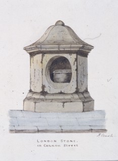 London Stone, Cannon Street, London, c1816. Artist: Frederick Nash