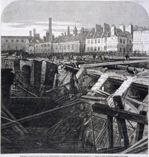 Accident in Farringdon Street, London, 1862. Artist: Anon