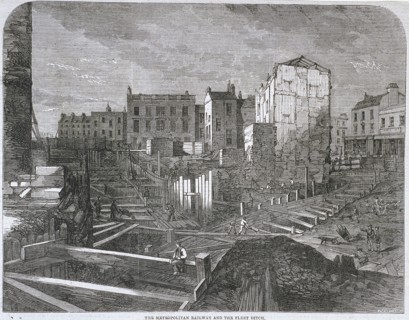 Construction of the Metropolitan Railway and Fleet Ditch, London, 1862. Artist: Anon