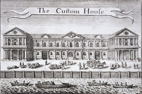 Custom House and River Thames, London, c1670. Artist: John Dunstall