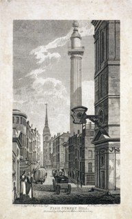 Fish Street Hill and the Monument, London, 1817. Artist: Robert Cabbel Roffe