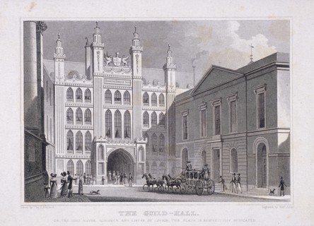 Guildhall, London, 1828. Artist: R Acon