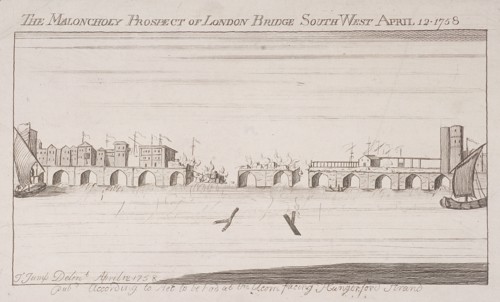 London Bridge (old), London, 1758 Artist: Anon