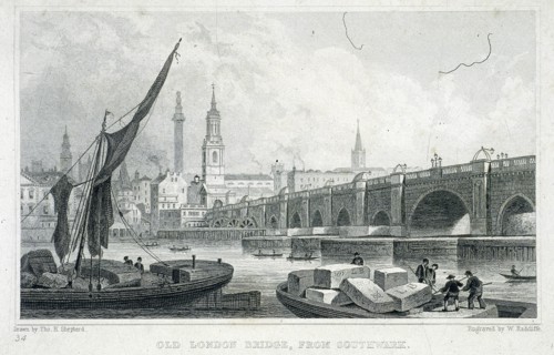 London Bridge (old), London, c1750. Artist: Anon