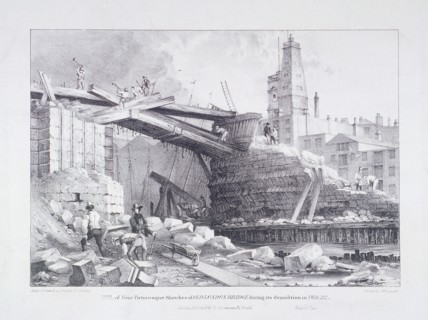 London Bridge (old), London, 1832. Artist: Charles Joseph Hullmandel