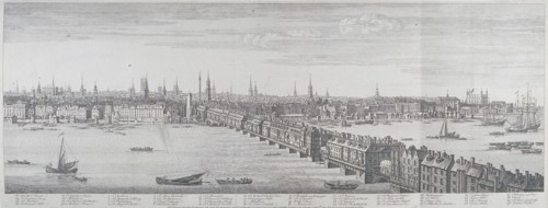 London Bridge (old), London, 1749. Artist: Samuel Buck