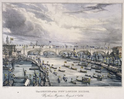 London Bridge (new), London, 1831. Artist: Charles Etienne Pierre Motte