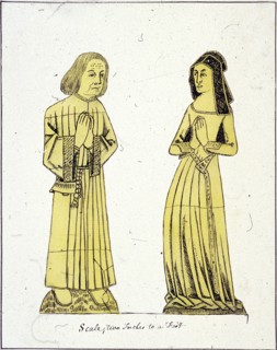 Two figures on a tomb in St Helen, St Helen, Bishopsgate, London, c1800. Artist: Anon