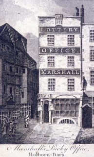Marshall's Lottery Office, Holborn, London, c1800. Artist: Anon
