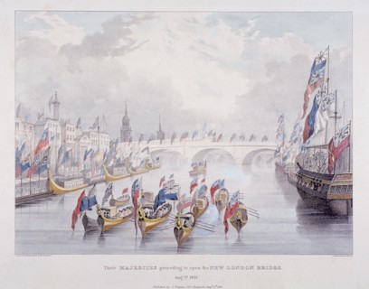 London Bridge (new), London, 1831. Artist: Charles Etienne Pierre Motte
