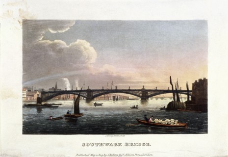 Southwark Bridge, London, 1819. Artist: J Shury