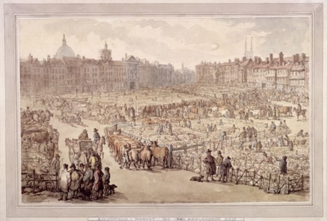 View of Smithfield Market, London, 1810. Artist: Unknown
