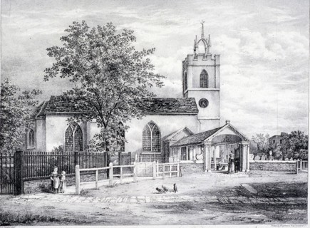 St Giles, Camberwell, London, c1825. Artist: Englemann, Graf and Co