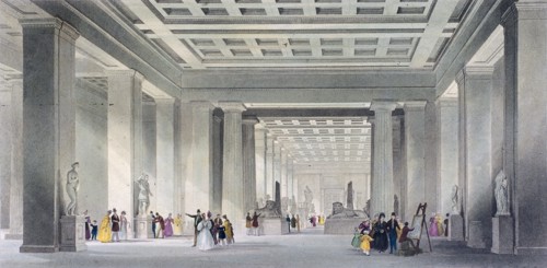 The Grand Central and Egyptian Saloons, British Museum, Holborn, London, c1836. Artist: Robert Sands