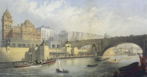 'Thames Embankment - Steam Boat Landing Pier at Waterloo', London, 1864. Artist: RM Bryson
